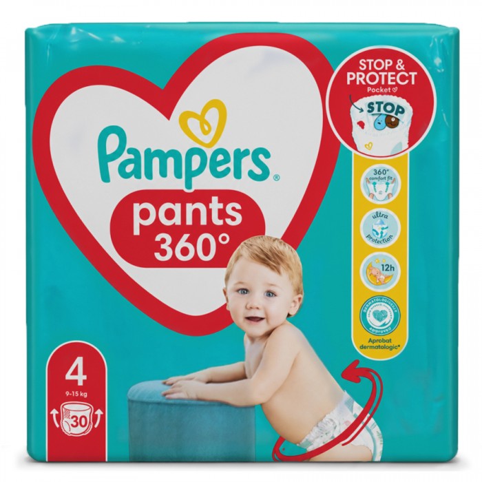 Підгузки-трусики дитячі Pampers Pants, розмір 4 (9–15 кг), 30 шт - 